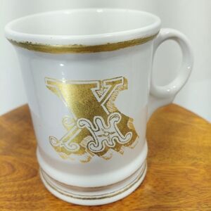 Williams Sonoma Gold Trim 16oz X Monogram Mug